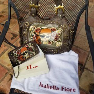 Isabella Fiore "Buried Treasure" HOBO handbag & matching wallet